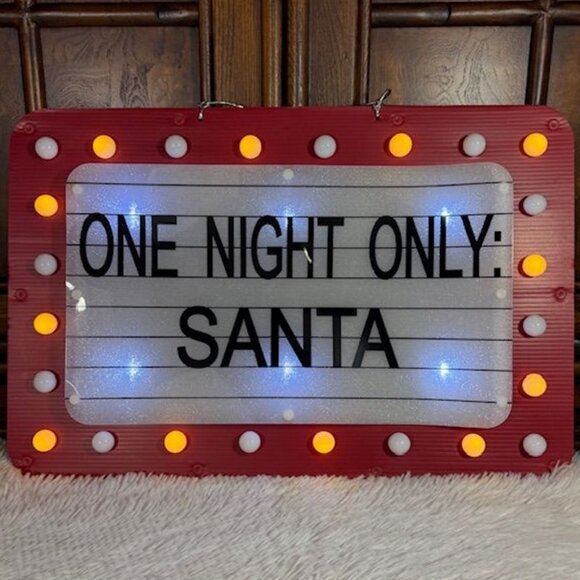 Occasions ONE NIGHT ONLY: SANTA Alternating Blinking Light Christmas Marqui Sign - Picture 2 of 9